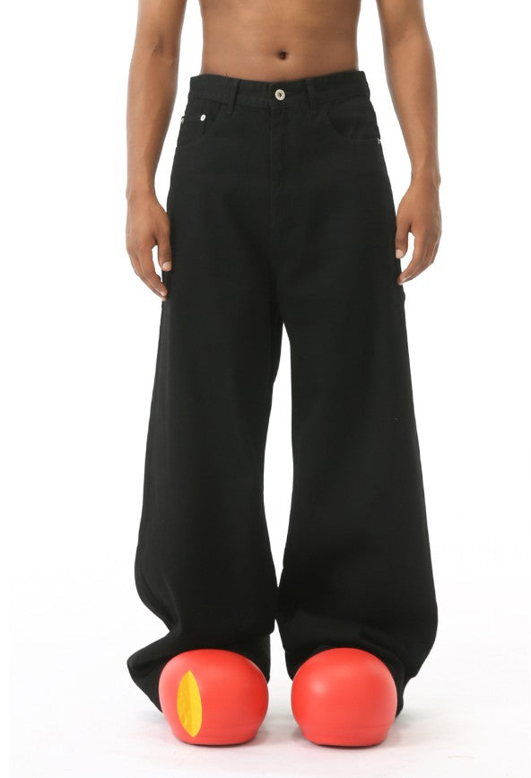 Vintage distressed wide-leg pants and floor-length jeans