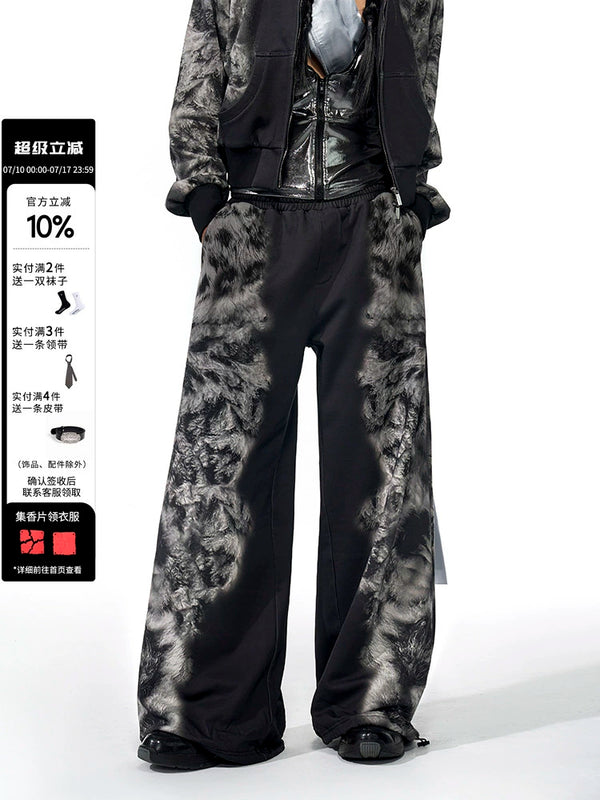 3D animal leopard print straight leg sweatpants