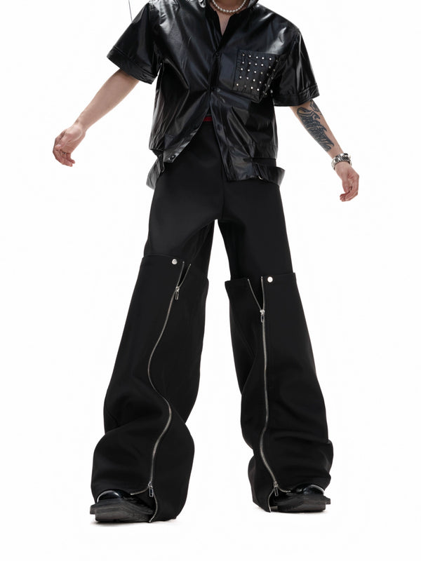 Deconstructing double-layer design trousers, loose and detachable heavy-duty casual pants