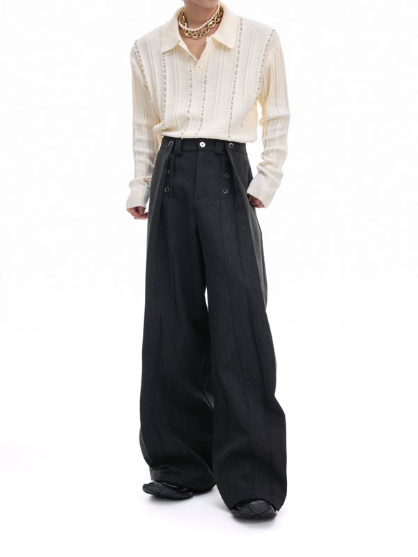 New generation deconstruction of pleated and drooping Western pants, casual pants for men