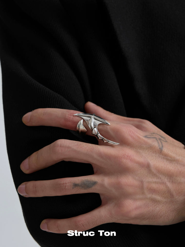 Cross ring, armor, armor, irregular open button ring