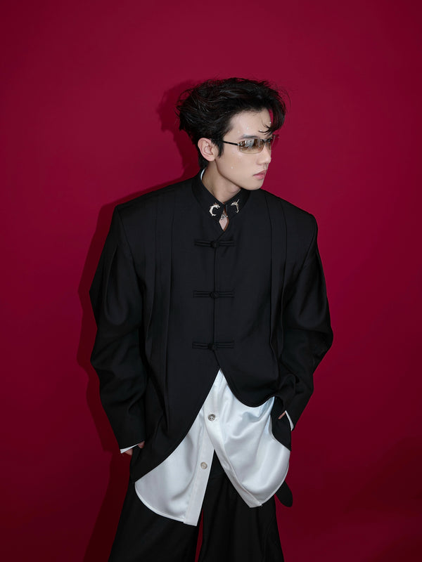 Retro Chinese style buttoned suit jacket stand collar suit