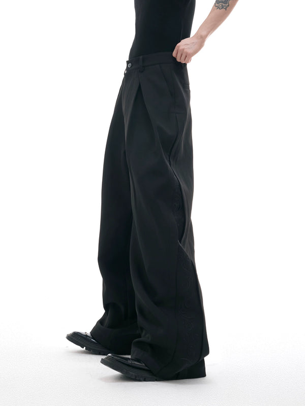Vintage court cut patterned embroidered trousers, cool casual pants